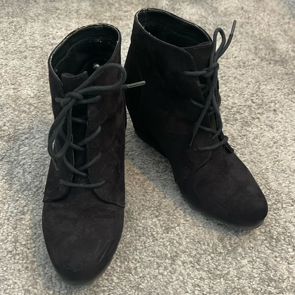 Massini black suede wedge heel Bootie